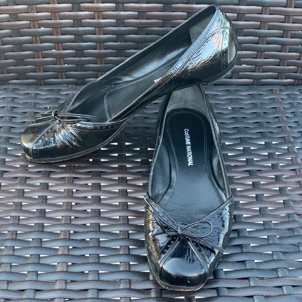 Costume National Black Patent Leather Flats